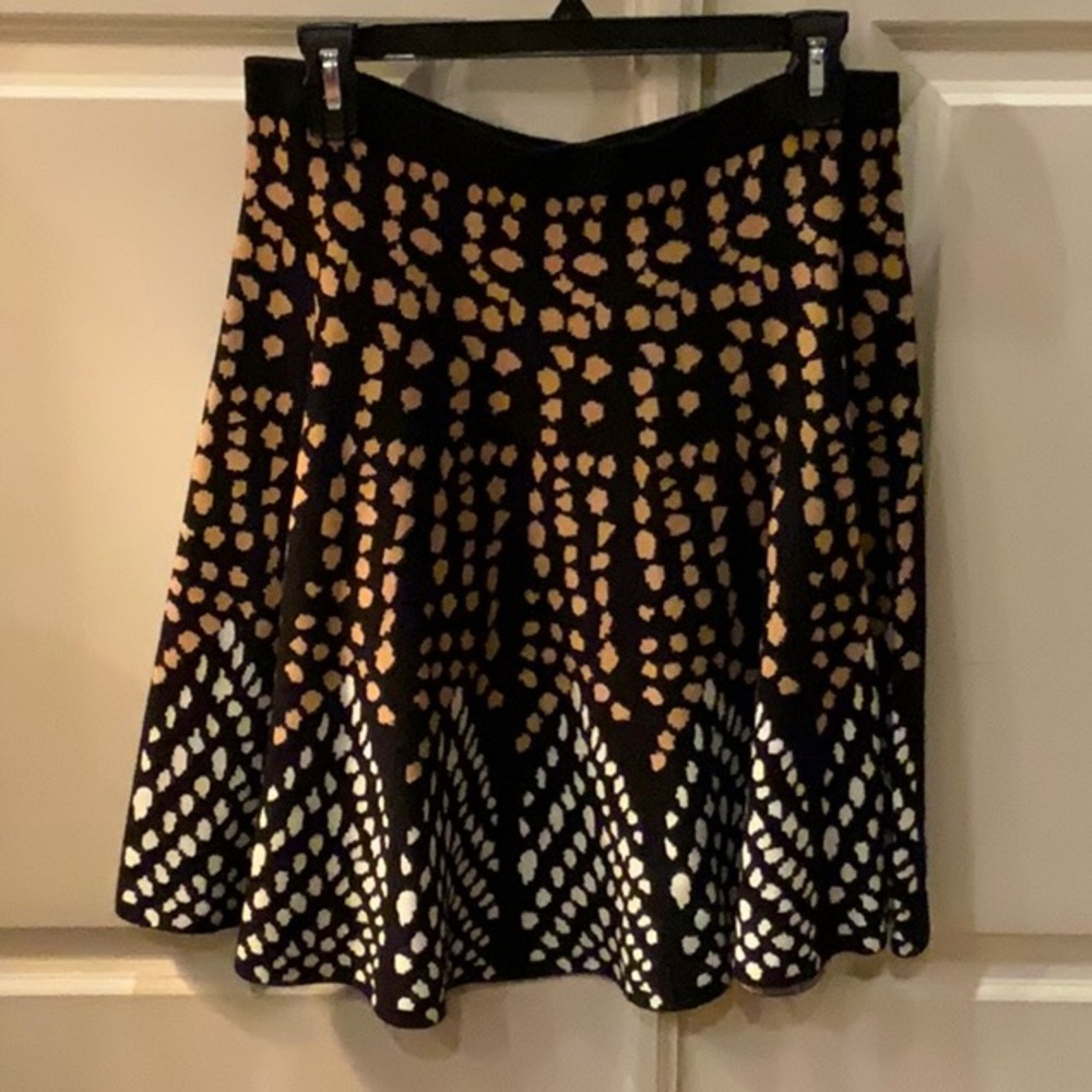 Black and Tan Mini Skater Skirt with Pleats